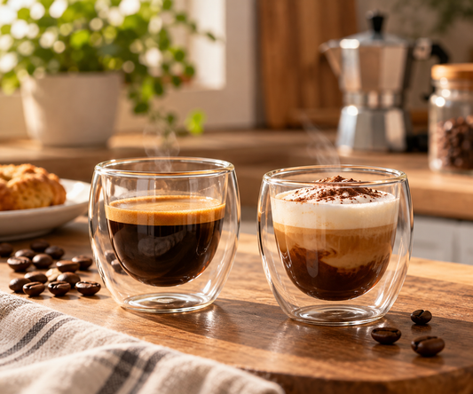 Set 2 Tazzine da Caffè in Doppio Vetro Borosilicato - 80 ml